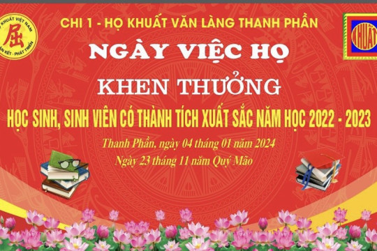 Chi 1 Họ Khuất Văn Làng Thanh phần, Xã Phúc Hoà, Huyện Phúc Thọ, Hà Nội tố chức lễ trao giải Khuyến học năm 2023